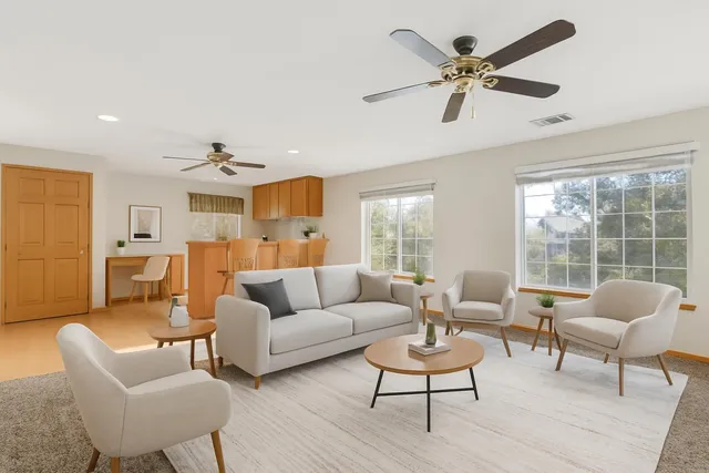a bedroom with a bed and a fireplace