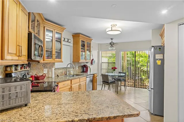 a kitchen with lots of counter top space