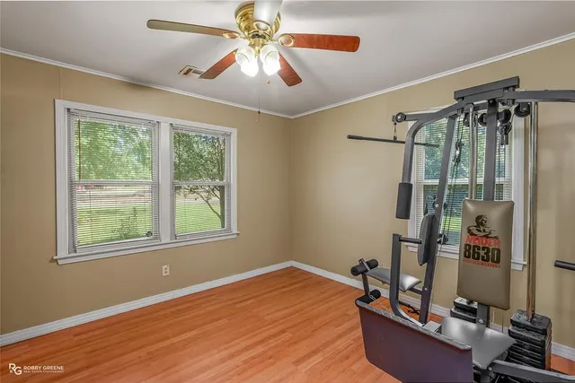 a view of a room with gym equipment