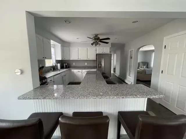 a view of kitchen and living room