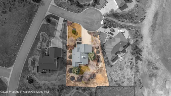 an aerial view of waterside residential houses