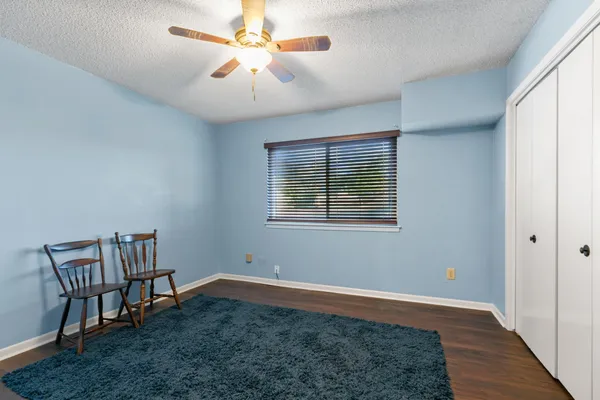 an empty room with windows