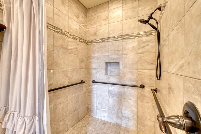 a bathroom with a shower