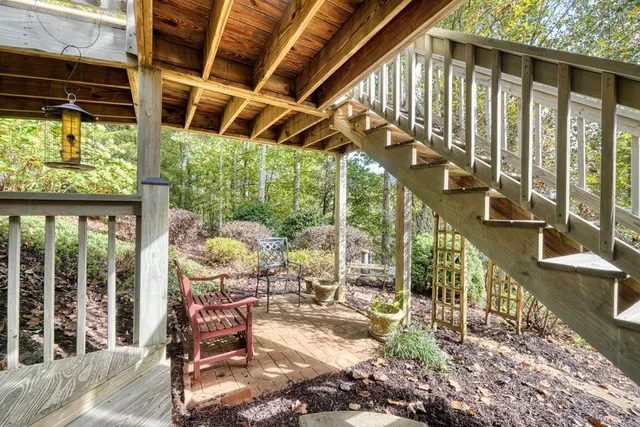a view of porch with seating space
