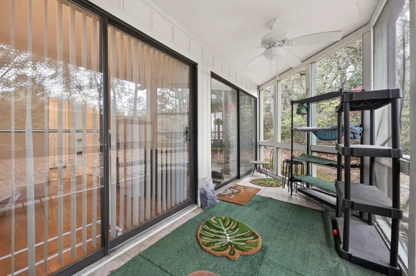 a view of a house with a large window