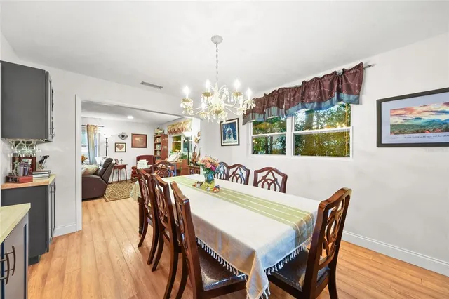 a view of a dining room and livingroom view