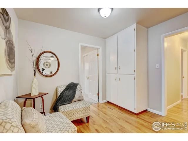 a view of a wooden closet