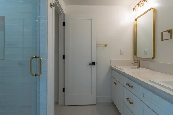 a bathroom with a shower