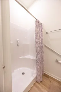 a bathroom with a bathtub