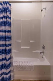 a bathroom with a bathtub