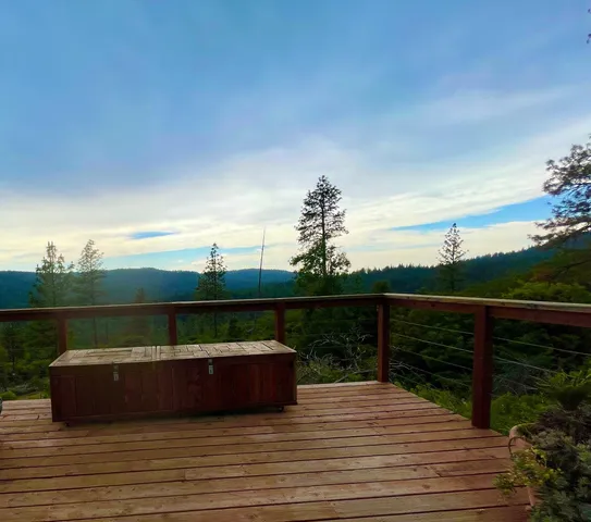 a view of a terrace with a bench