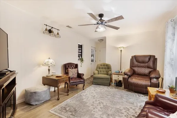 a living room with furniture