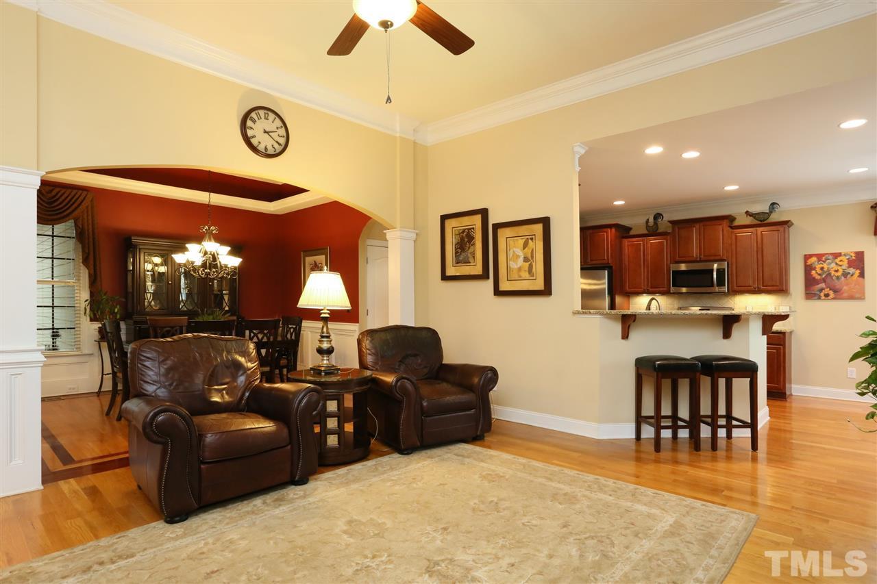 Wide view of Living Room, Dining Room and Kitchen