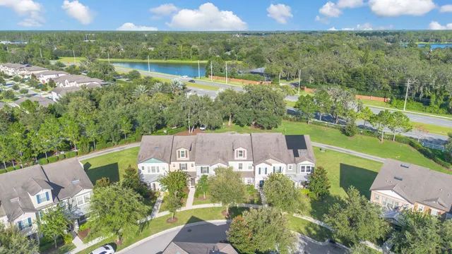 an aerial view of a house