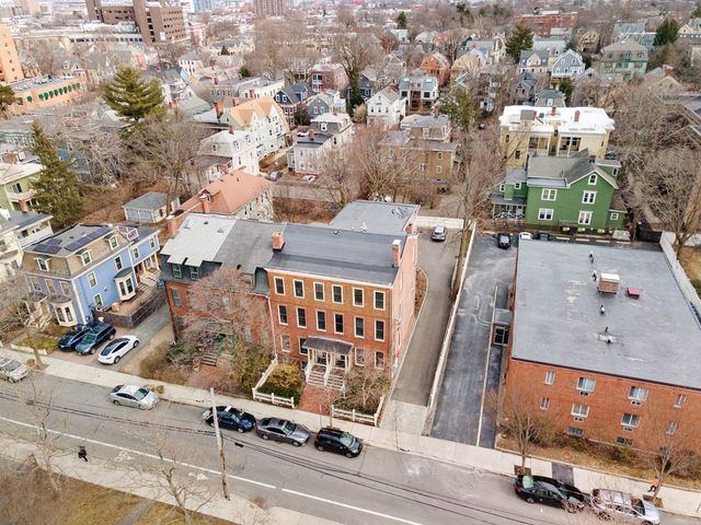 an aerial view of a city