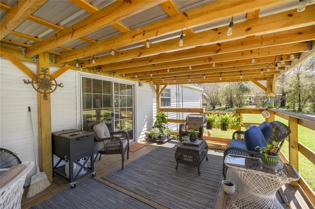 a living room with patio