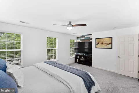 a bedroom with a bed a television and a window