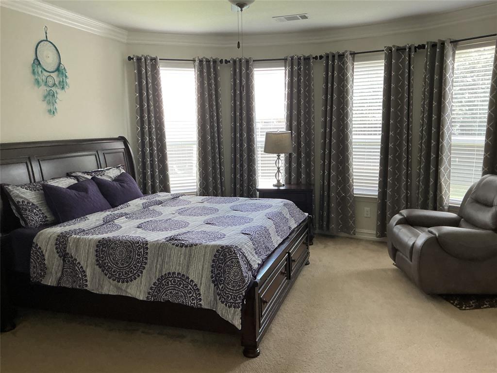 2344 Candler Club Way Little Elm, TX 75068 - Photo 9 of 14 a spacious bedroom with a bed and glass window