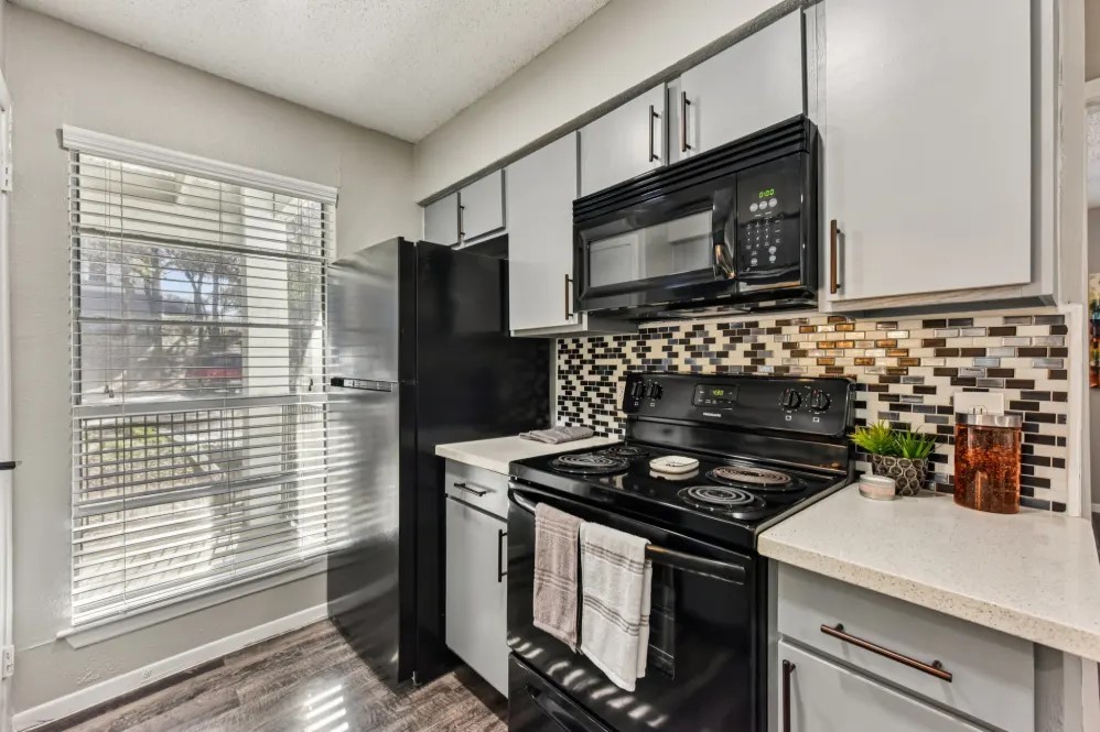 2501 Wickersham Lane, Unit 2322 Austin, TX 78741 - Photo 3 of 12 a kitchen with a stove and a microwave