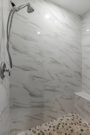 a bathroom with a shower