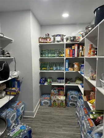 a view of a room with shelves