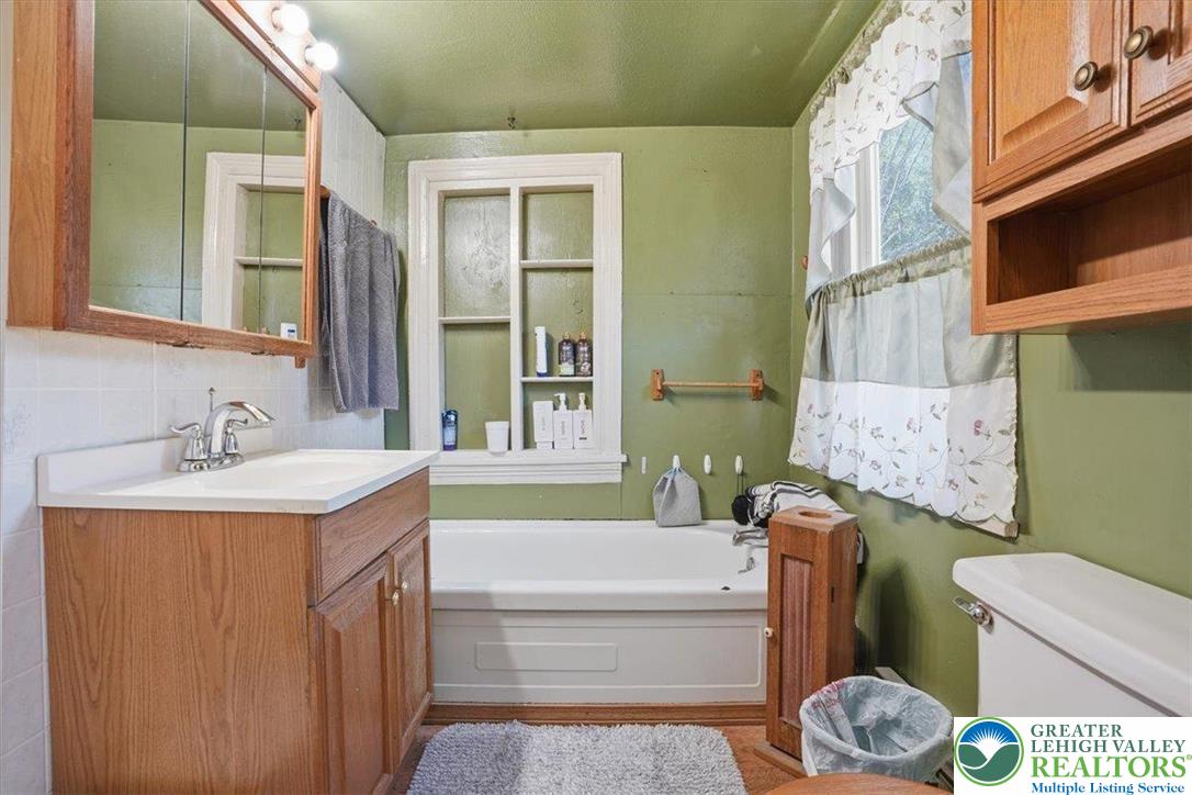 4532 Long Run Road Lehighton, PA 18235 - Photo 29 of 84 a bathroom with a sink a toilet a mirror and bathtub