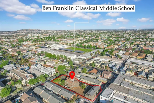 an aerial view of a city