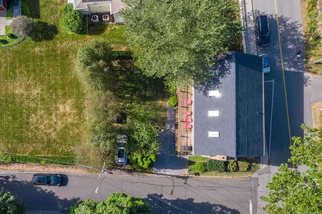 an aerial view of a house