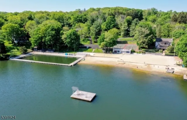 a view of a swimming pool with a yard