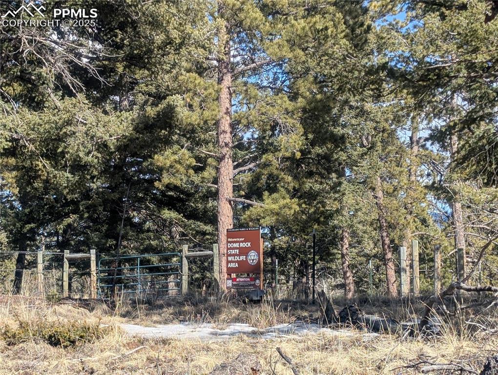 56 Rampart Circle Florissant, CO 80816 - Photo 3 of 27 Adjoining Dome Rock State Wildlife Area, trailhead entrance