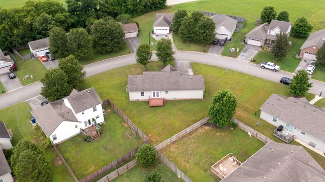 an aerial view of a house