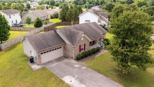 an aerial view of a house