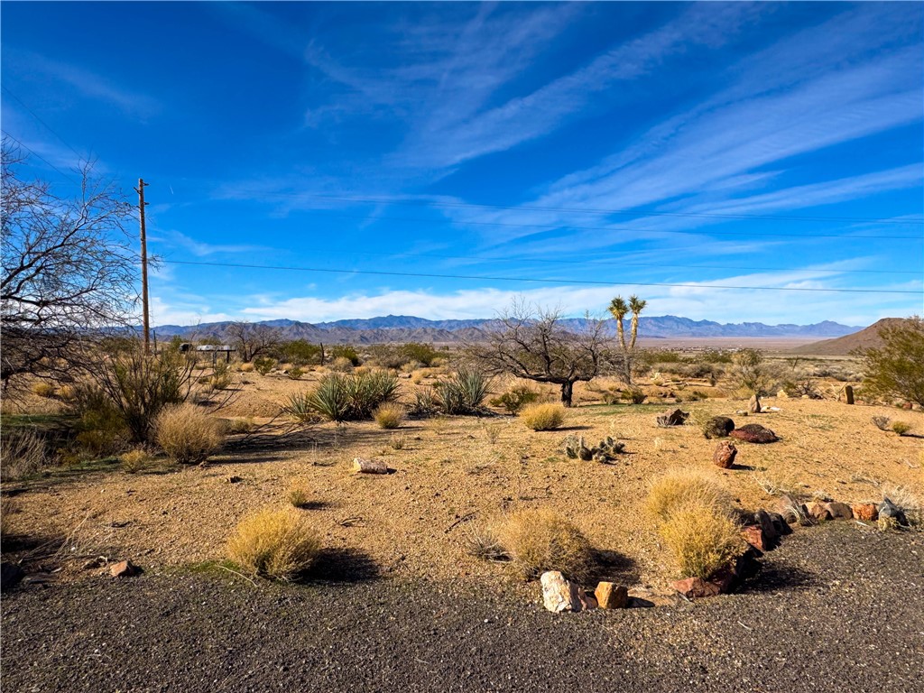 View of mountain background featuring a desert landscape
