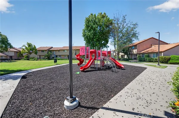 a view of a park with slide