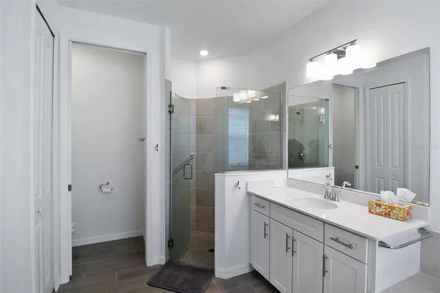 a view of a garage with storage