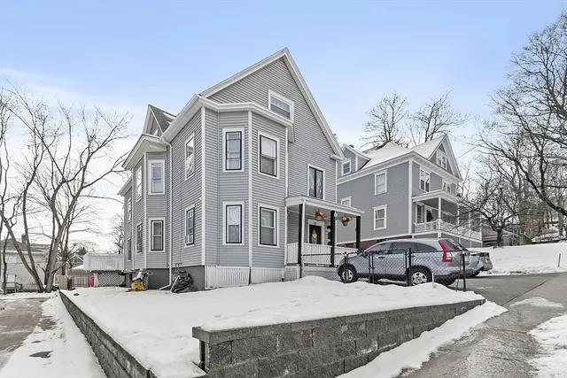 a view of a building with a street