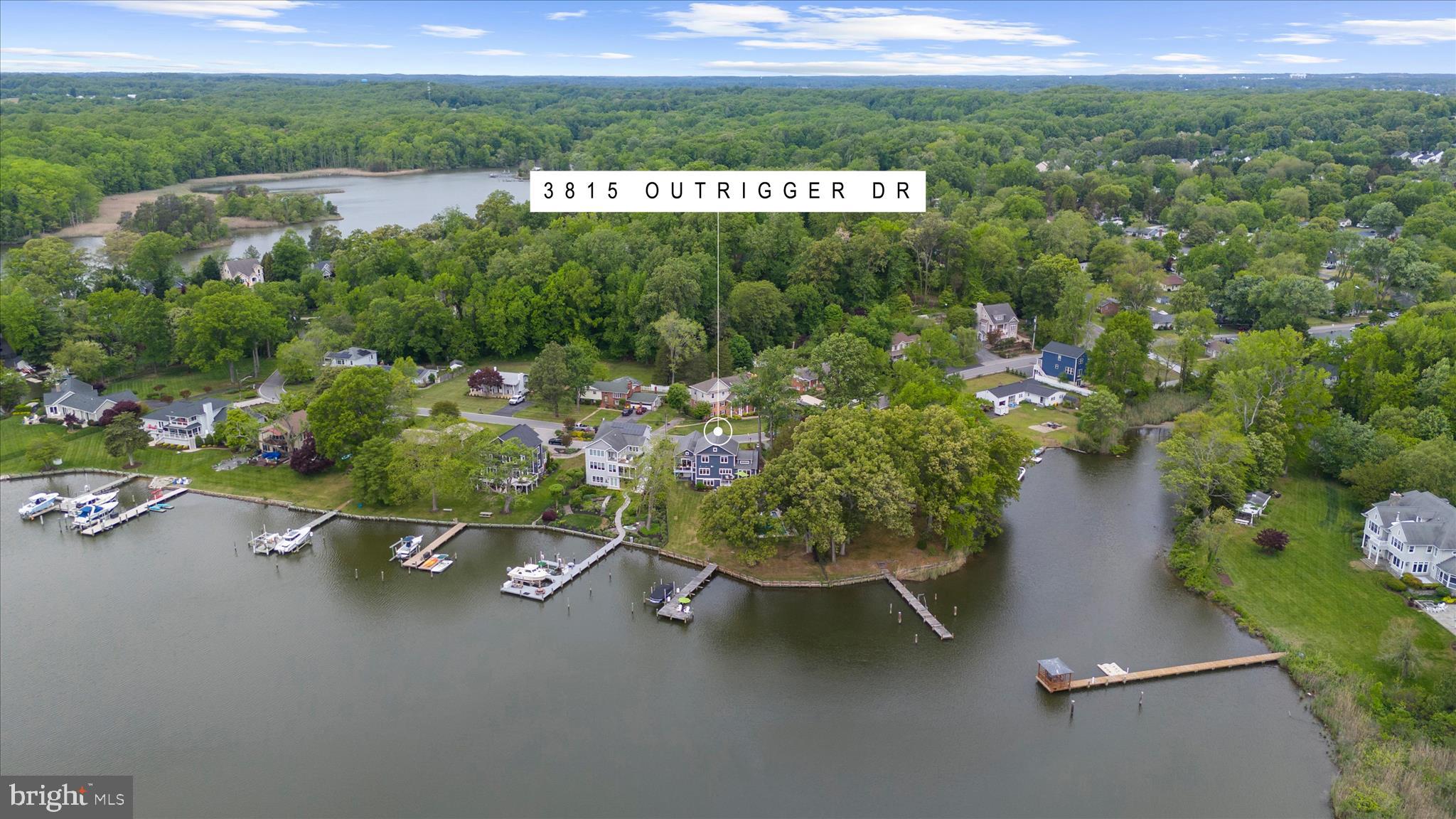 3815 Outrigger Drive Edgewater, MD 21037 - Photo 105 of 114 an aerial view of a house with a yard and lake view