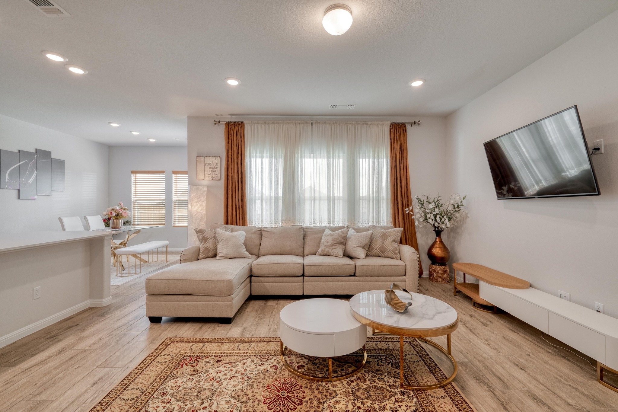 19425 Forman Drive Pflugerville, TX 78660 - Photo 3 of 25 Living room with light wood-type flooring and recessed lighting