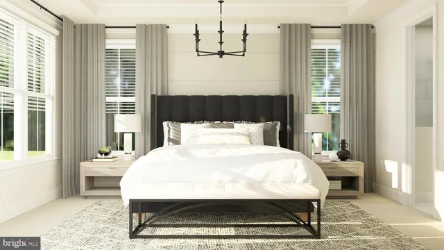 a bedroom with furniture and wooden floor