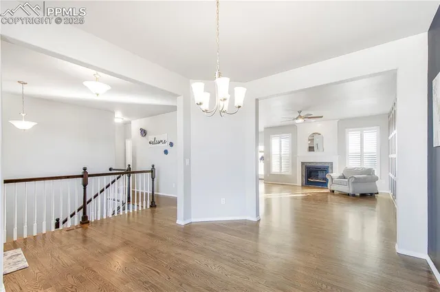 a view of livingroom with chandelier