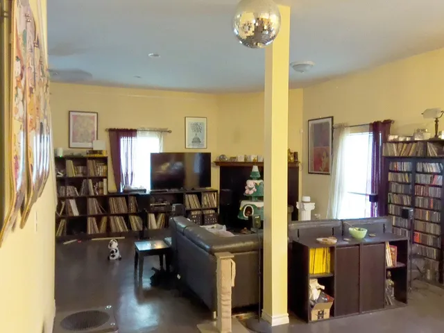 a workspace with furniture and window