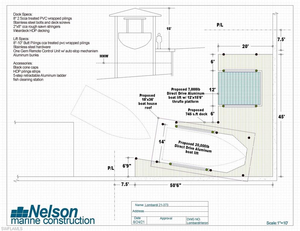 489 Heron Avenue Naples, FL 34108 - Photo 5 of 11 Dock, Boat House, Boat & Jet Ski Lift Plan