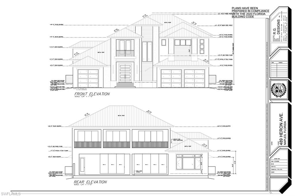 489 Heron Avenue Naples, FL 34108 - Photo 10 of 11 Front & Rear Elevations