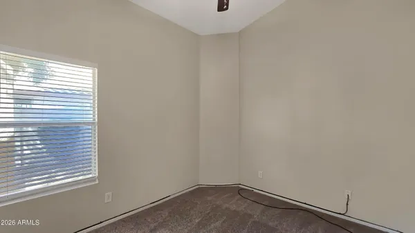 a view of a small space with a window