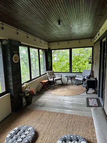 a large room with large window