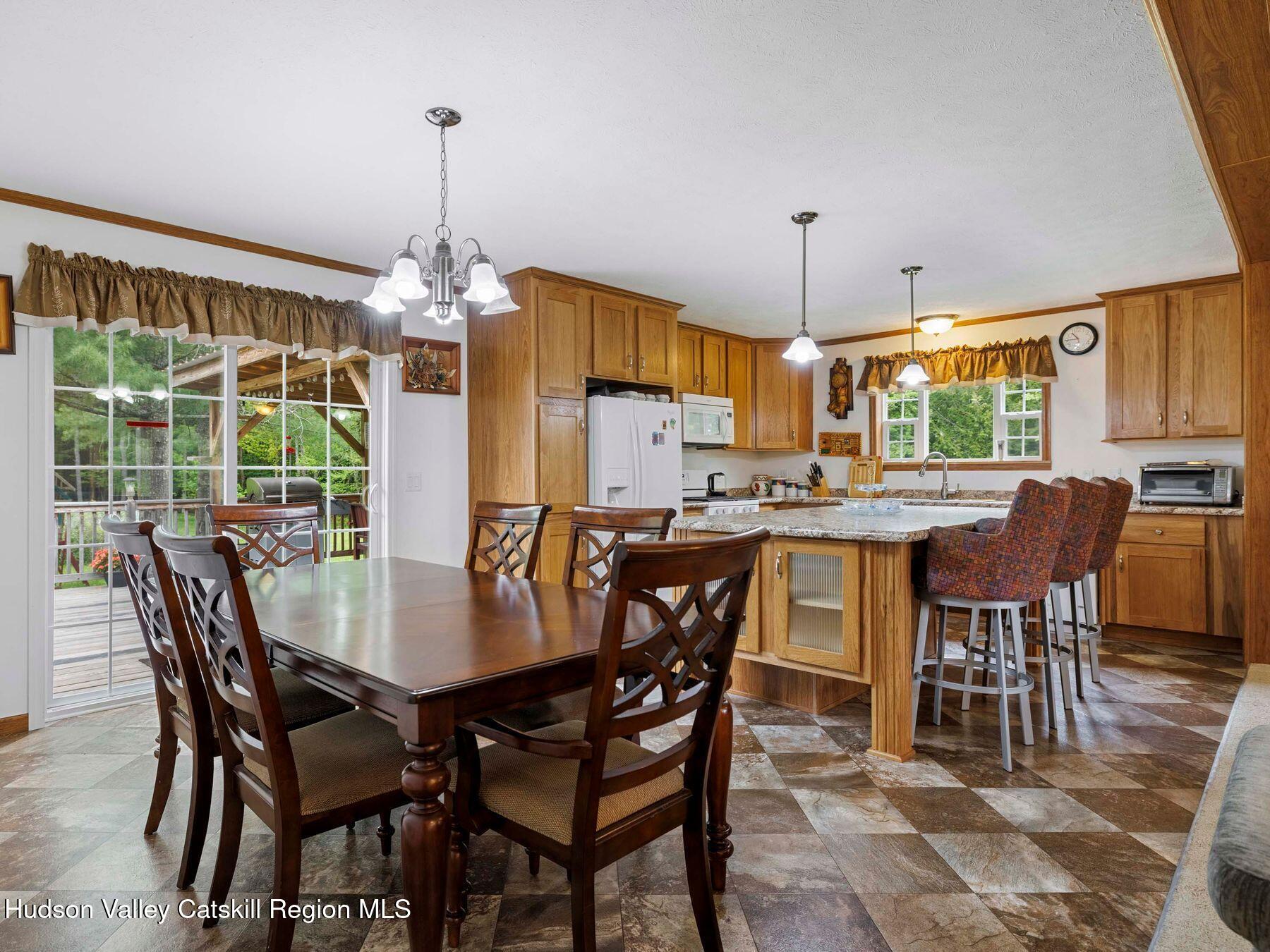137 Mountain Pond View Road Gilboa, NY 12076 - Photo 21 of 38 a view of a dining room with furniture window and outside view