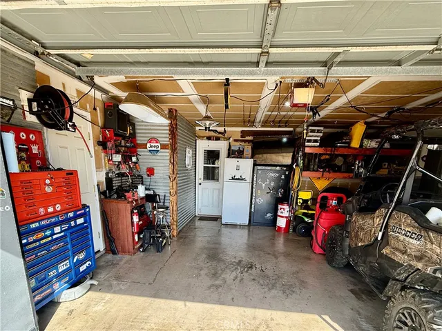 a view of a storage room with racks