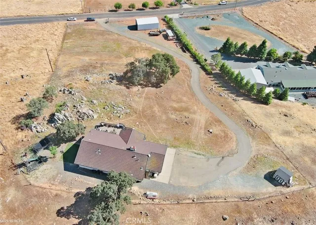 an aerial view of a house