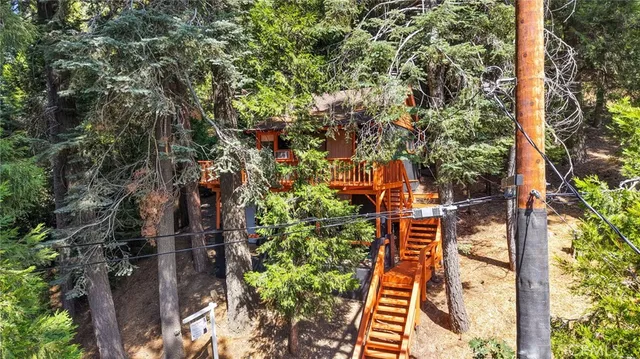 an aerial view of a residential houses