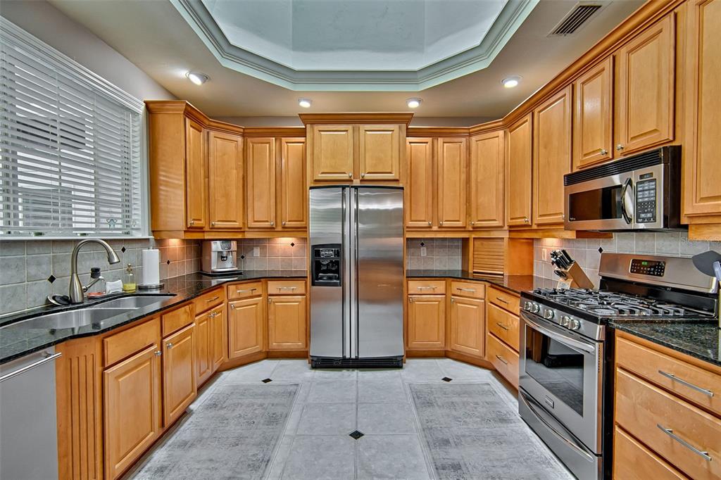 10912 Southwest 17 Lane Gainesville, FL 32607 - Photo 13 of 67 a kitchen with stainless steel appliances granite countertop a stove top oven a refrigerator a sink and dishwasher with wooden floor